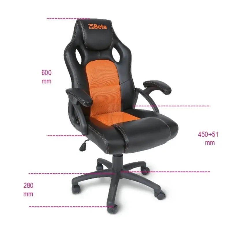 CADEIRA ERGONÓMICA VISITAS PRETO/LARANJA BETA