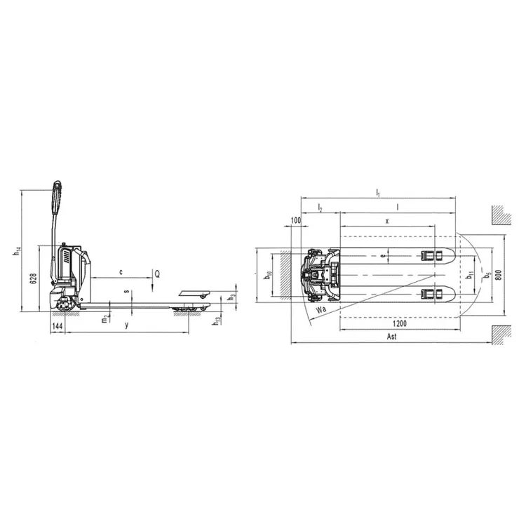 PORTA-PALETES ELÉTRICO ELEQTRA 1200KG 540 X 1150 AYERBE