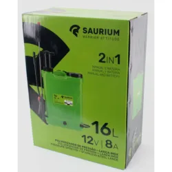 PULVERIZADOR DE PRESSÃO 2 EM 1 MANUAL E BATERIA 16L SAURIUM