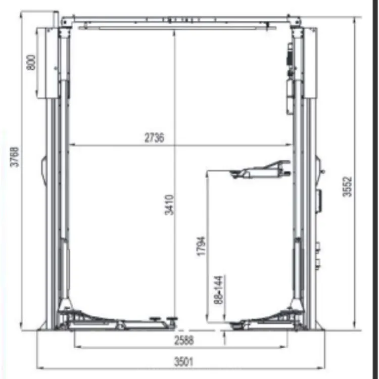 ELEVADOR DE 2 COLUNAS TIPO CHÃO LIVRE DE 4.6T ECF