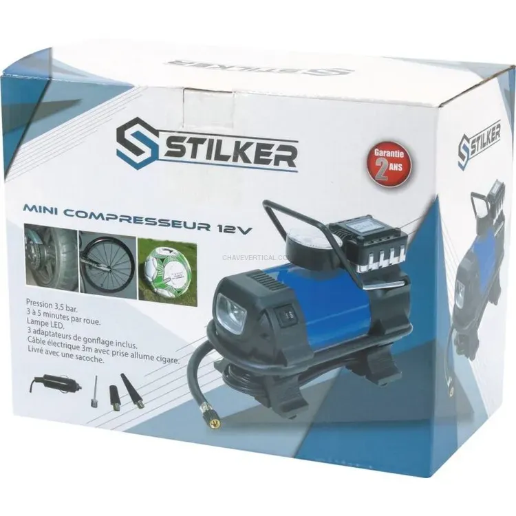 Mini Compressor 12V STILKER 3.5 Bar 30 l/min com LED