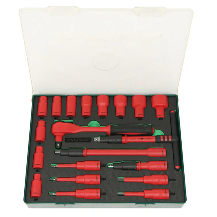 SET 20 PEÇAS 1/2” COM ROQUETE ISOLADO A 1 000V JONNESWAY SET 20 PEÇAS 1/2” COM ROQUETE ISOLADO A 1 000V JONNESWAY