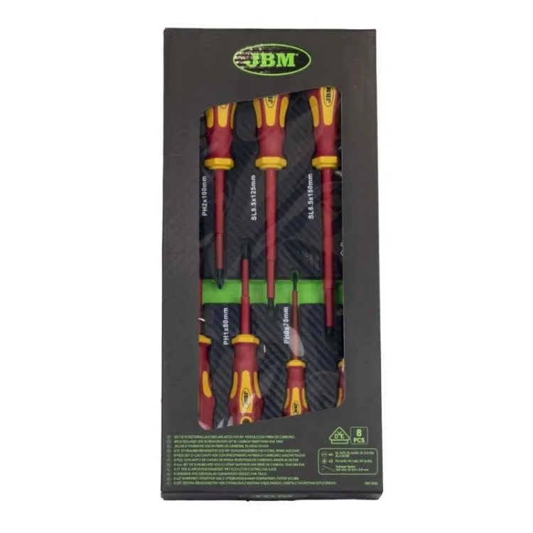 SET DE 8 CHAVES DE FENDA ISOLADAS VDE EM MÓDULO EVA FIBRA DE CARBONO