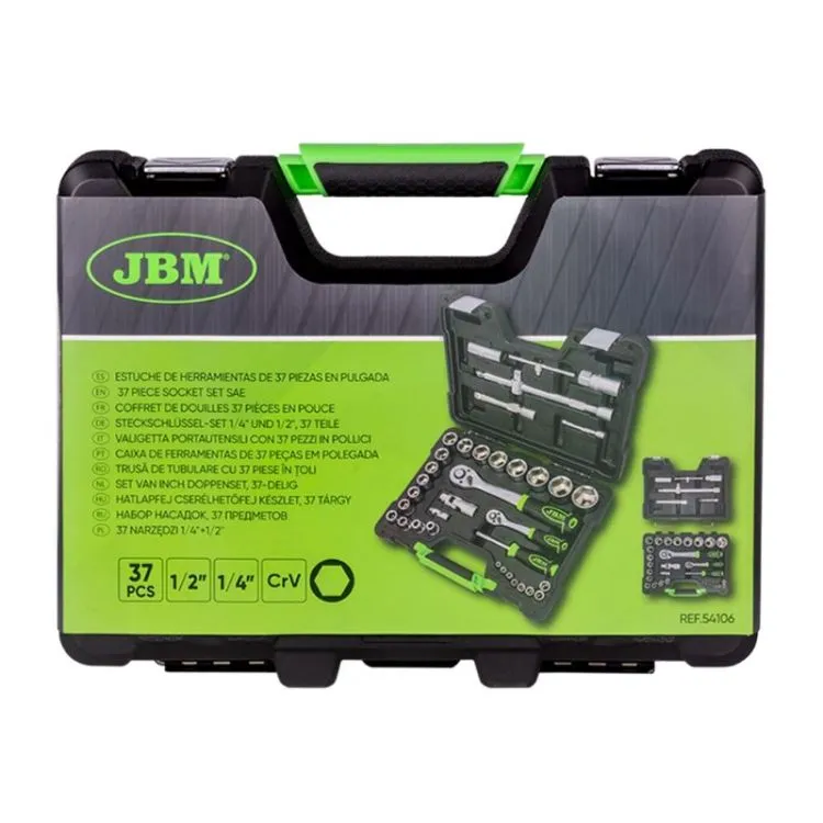 CAIXA FERRAMENTAS DE 37 PEÇAS EM POLEGADAS JBM
