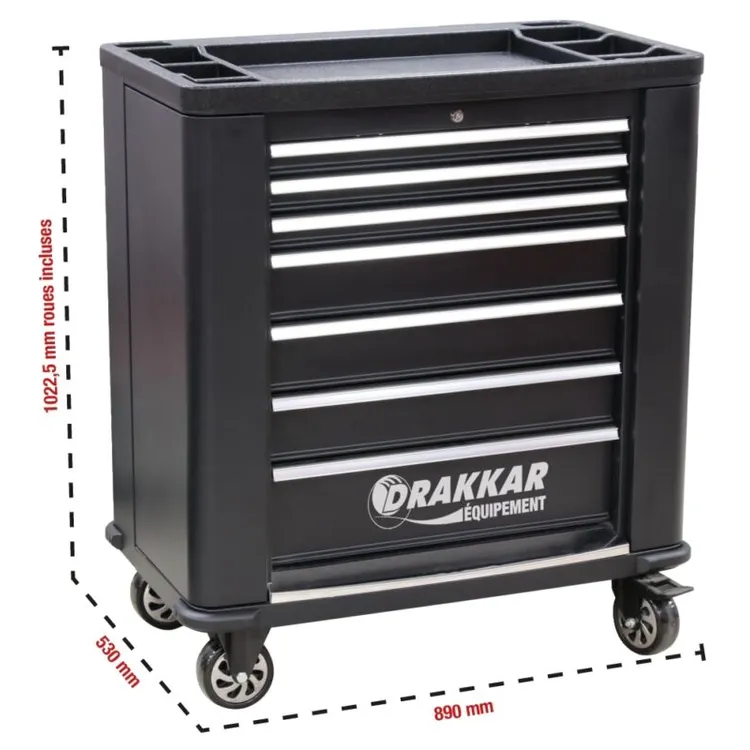 Carro de Ferramentas TNV Drakkar 7 Gavetas 2 Portas Laterais 215kg