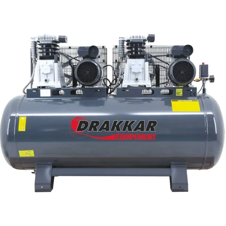 COMPRESSOR FIXO DUPLO COM CORREIA 270L 10 BAR 2X3CV 230V DRAKKAR