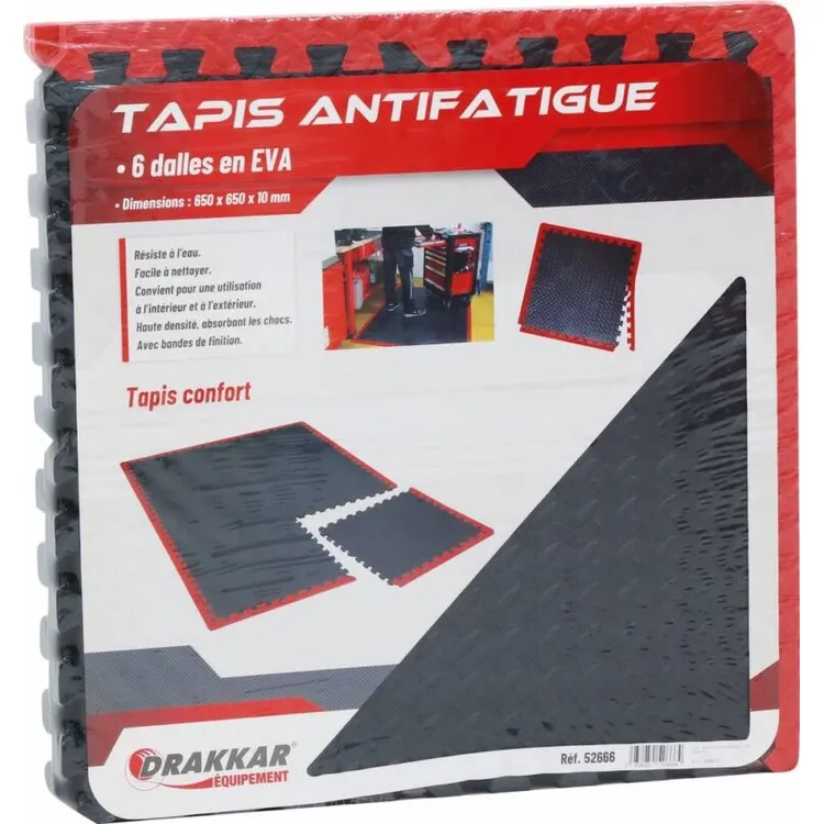 TAPETE ANTIFADIGA 6 PLACAS 650X650X10MM DRAKKAR