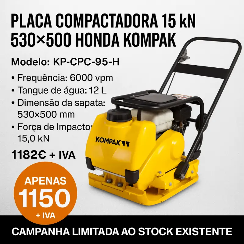 PLACA VIBRATÓRIA 15 KN 530×500 HONDA KOMPAK