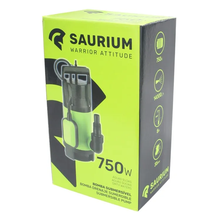 BOMBA SUBMERSÍVEL ÁGUAS SUJAS 750W 14000L/H SAURIUM
