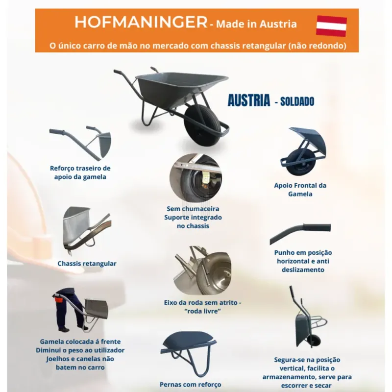 CARRINHO DE MÃO 85 L RODAS ANTI-FURO HOFMANINGER