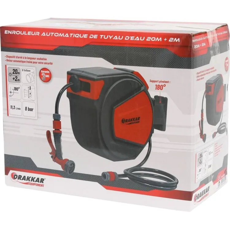 ENROLADOR AUTOMÁTICO MANGUEIRA ÁGUA 20M 11MM DRAKKAR
