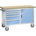 BANCADA DE TRABALHO COMPACTA CINZENTA 5 GAVETAS 1250X700MM