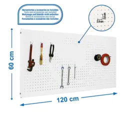 PAINEL DE PAREDE PERFUR. 1200X600 BRANCO +8 GANCHO