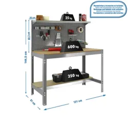 BANCADA DE TRABALHO BT3 1200 CINZA/MADEIRA SIMONWORK