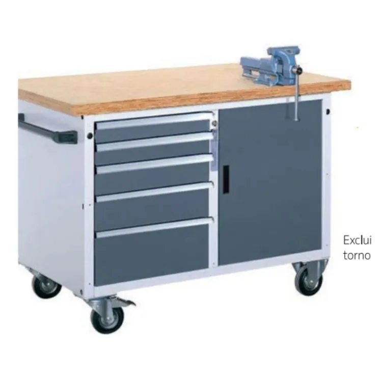 BANCADA DE TRABALHO COMPACTA AZUL 5 GAVETAS 1250X700MM