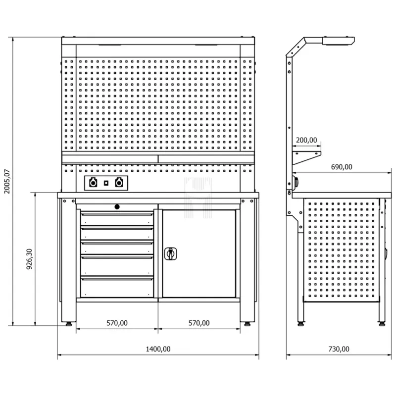 BANCADA DE TRABALHO INDUSTRIAL WBG01 BULLRAM