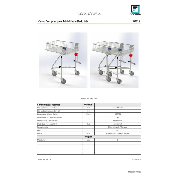CARRO DE COMPRAS PARA MOBILIDADE REDUZIDA FAPROL