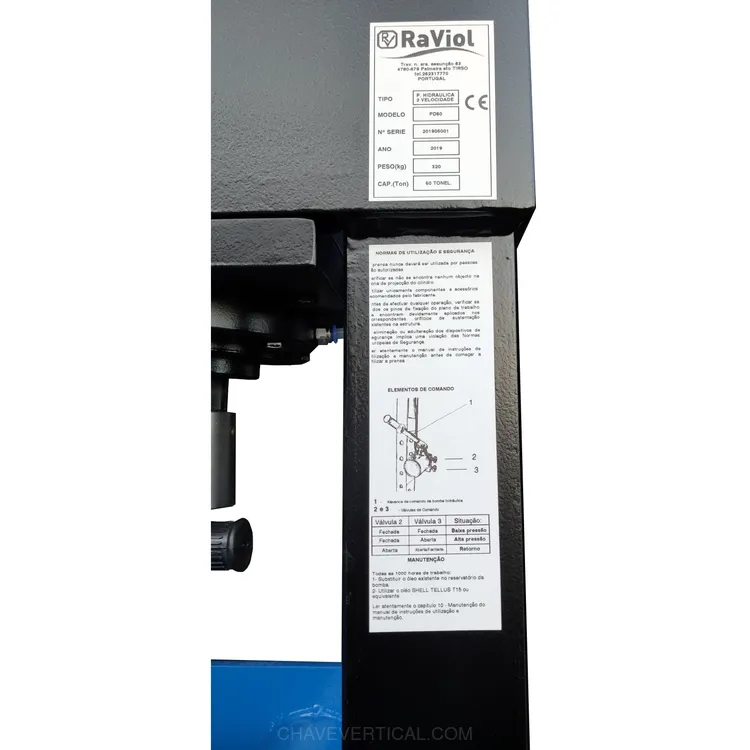 Prensa Hidráulica c/ Piston Móvel 2 velocidades RAVIOL PD50M 50 Ton