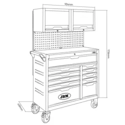 CARRO FERRAMENTAS 11 GAVETAS PAINÉIS ARMÁRIOS JBM