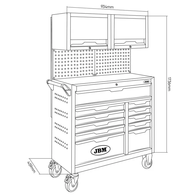 CARRO FERRAMENTAS 11 GAVETAS PAINÉIS ARMÁRIOS JBM