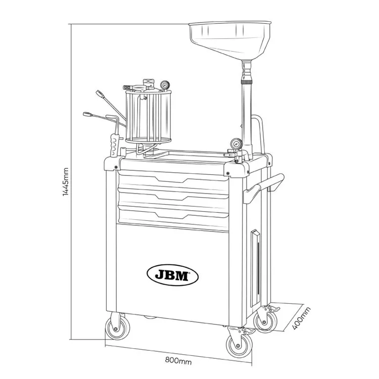 CARRO RECOLHA ÓLEO ASPIRAÇÃO COMPARTIMENTOS JBM