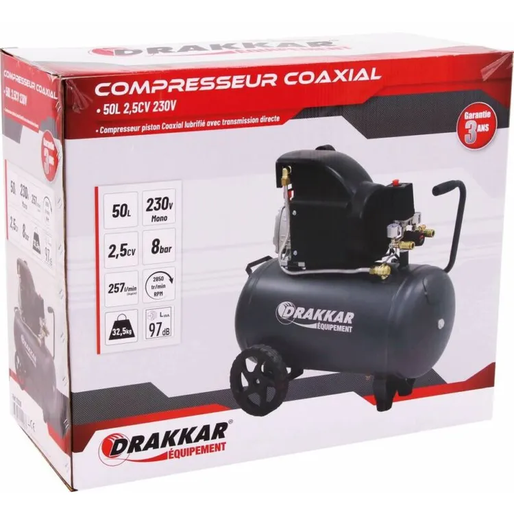 COMPRESSOR COAXIAL 50L 2.5CV 230V DRAKKAR