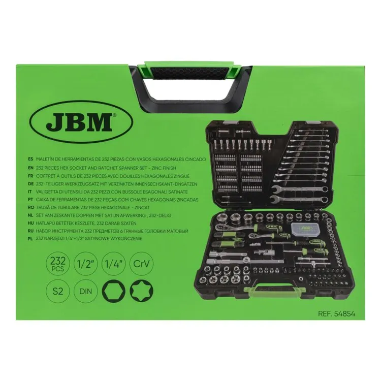 MALA DE FERRAMENTAS 232 PEÇAS HEXAGONAL JBM