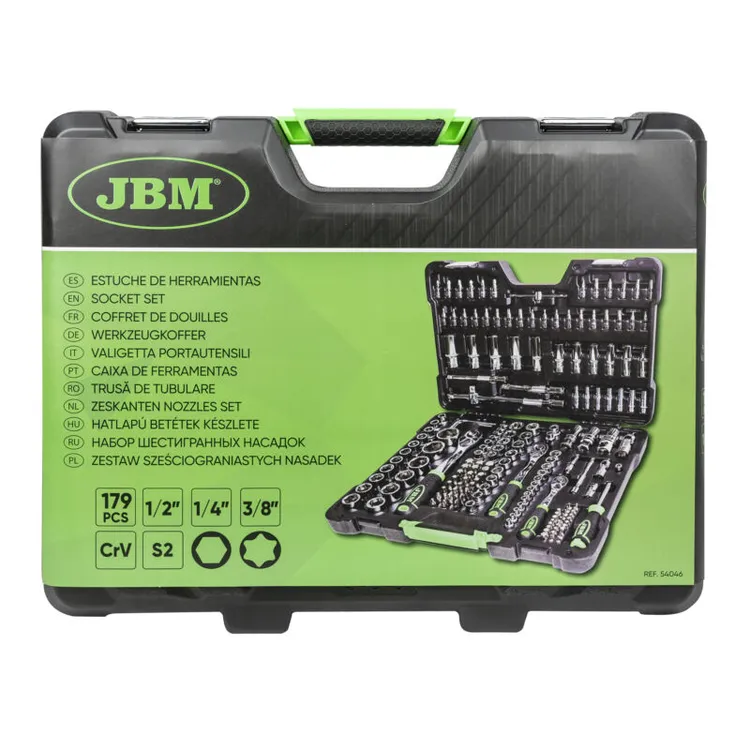 MALA FERRAMENTAS 179 PEÇAS SEXTAVADAS CROMADA JBM