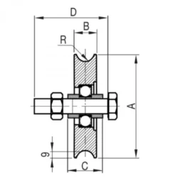 RODAS 1 ROLAMENTO Canal “U” 20 mm 80-138 GAYNER