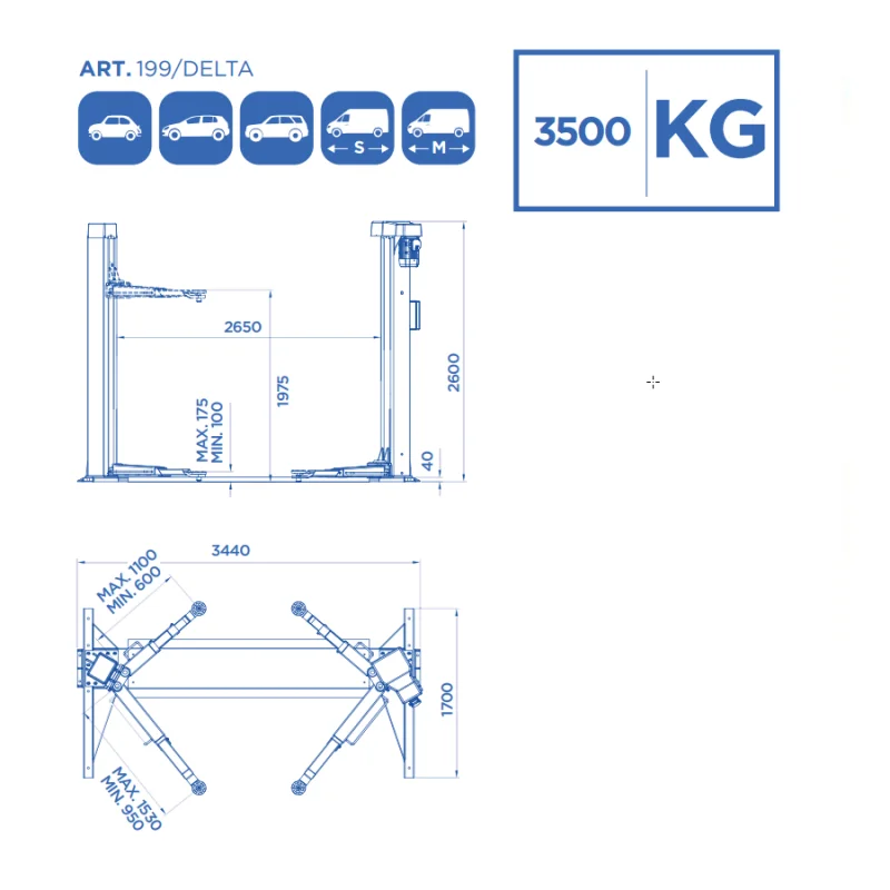 ELEVADOR DE 2 COLUNAS DE 3200KG OMCN