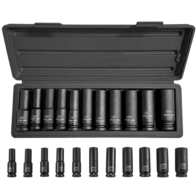 SET DE 11 CHAVES DE IMPACTO 12 FACES 1/2" JBM