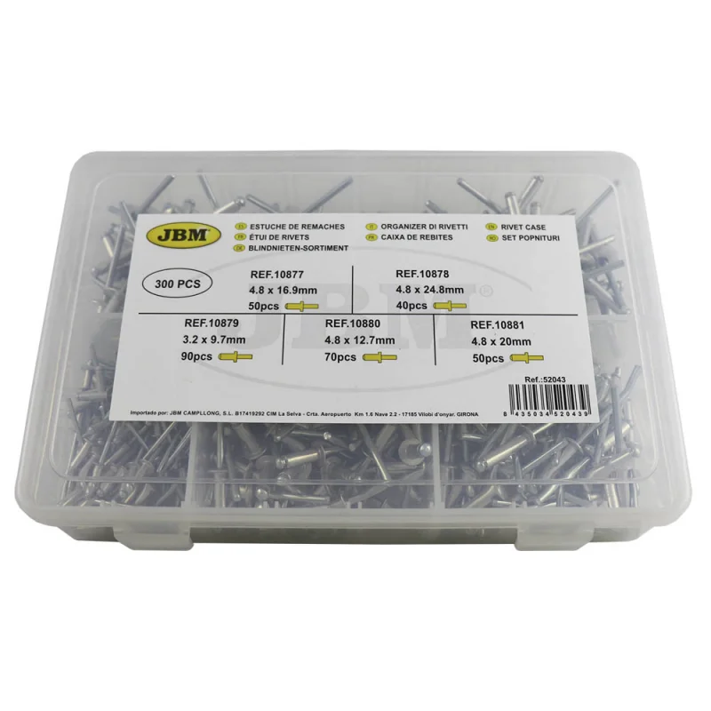 CAIXA DE REBITES 300 PEÇAS JBM