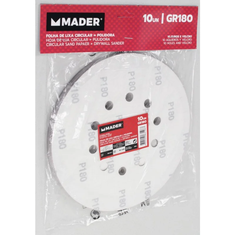 FOLHA DE LIXA POLIDORA 63185 E 56812 10UN GR180 MADER