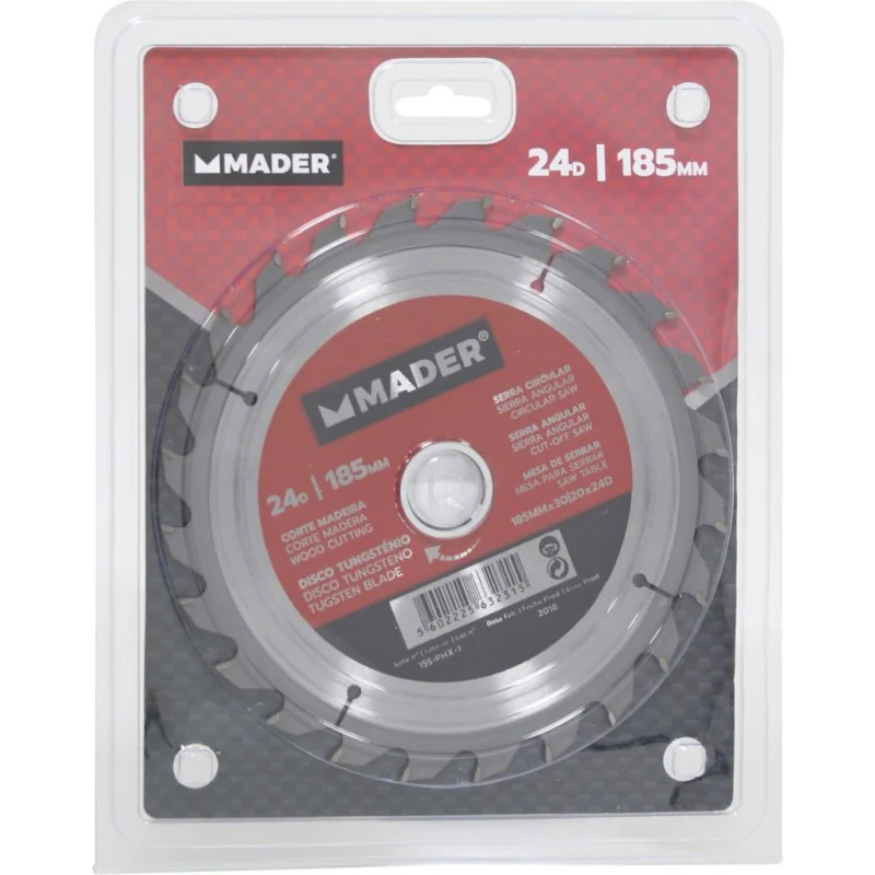 DISCO CORTE MADEIRA PARA SERRA ELÉCTRICA 185MM - 24 DENTES MADER