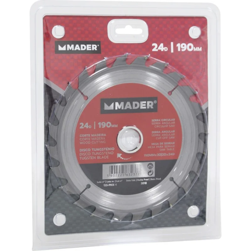 DISCO TUNGSTÉNIO CORTE MADEIRA 190MM - 24 DENTES MADER