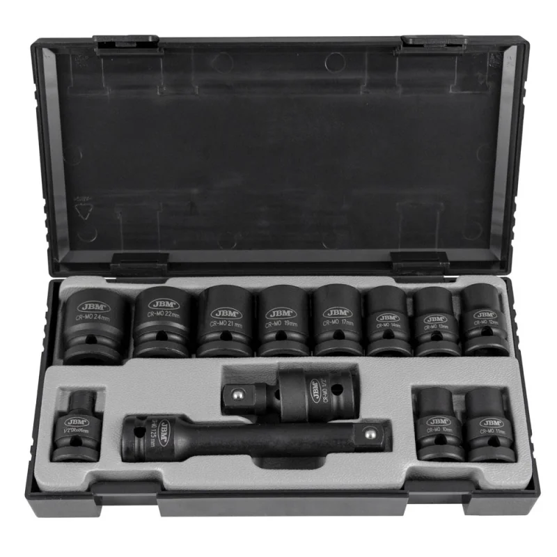 SET 13 CHAVES DE IMPACTO DE 1/2" HEXAGONAIS + ADAPTADOR JBM