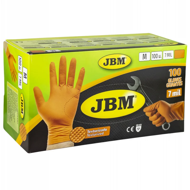 LUVAS DE NITRILO COR-DE-LARANJA 7.0 MIL TAMANHO:XL JBM