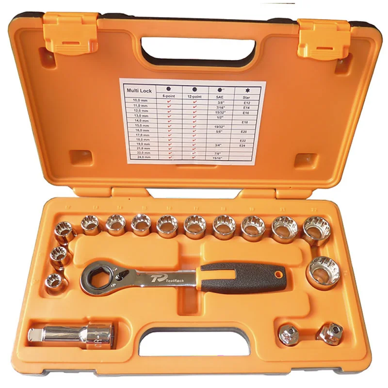 JOGO CHAVES DE CAIXA 1/2" 17 PCS TOOLHUB JOGO CHAVES DE CAIXA 1/2" 17 PCS TOOLHUB