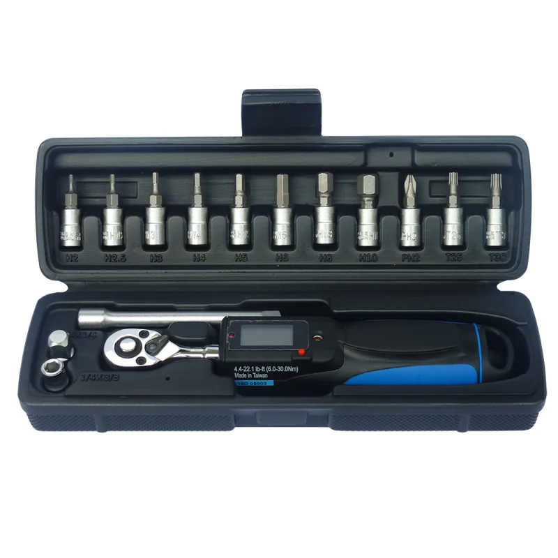 Chave Dinamométrica Digital TOOLHUB 1/4" 15 Peças 6-30Nm 200mm