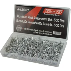 REBITES DE ALUMÍNIO SORTIDOS 500 PCS TOOLHUB