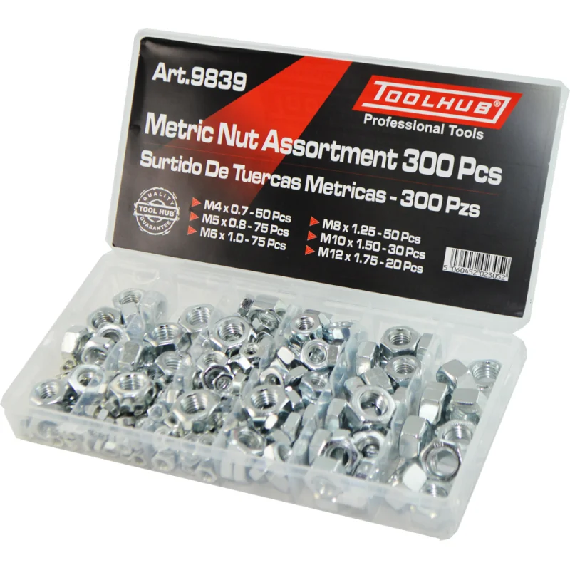 SORTIDO DE PORCAS MÉTRICAS 300 PEÇAS TOOLHUB