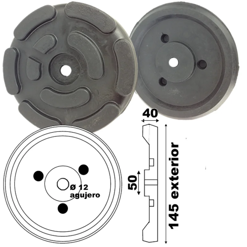 TACO BORRACHA PARA ELEVADOR EXTERIOR 145MM TOOLHUB