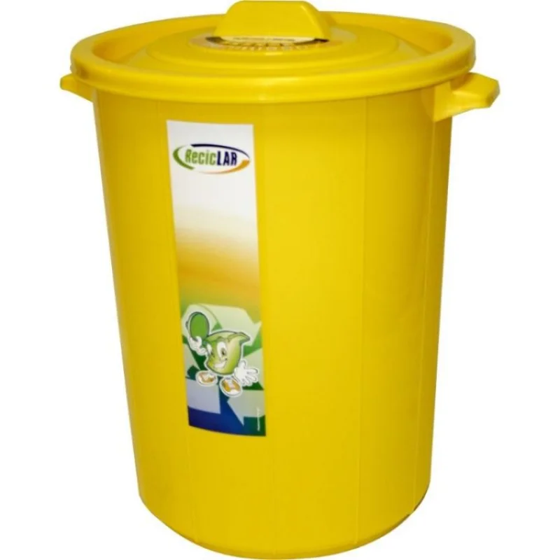 BALDE LIXO 45L C/TAMPA AMARELA MADER