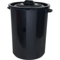 BALDE LIXO 45L C/TAMPA PRETO MADER