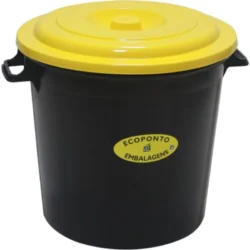 BALDE LIXO ECOPONTO 50L AMARELO LEIRIPLÁS