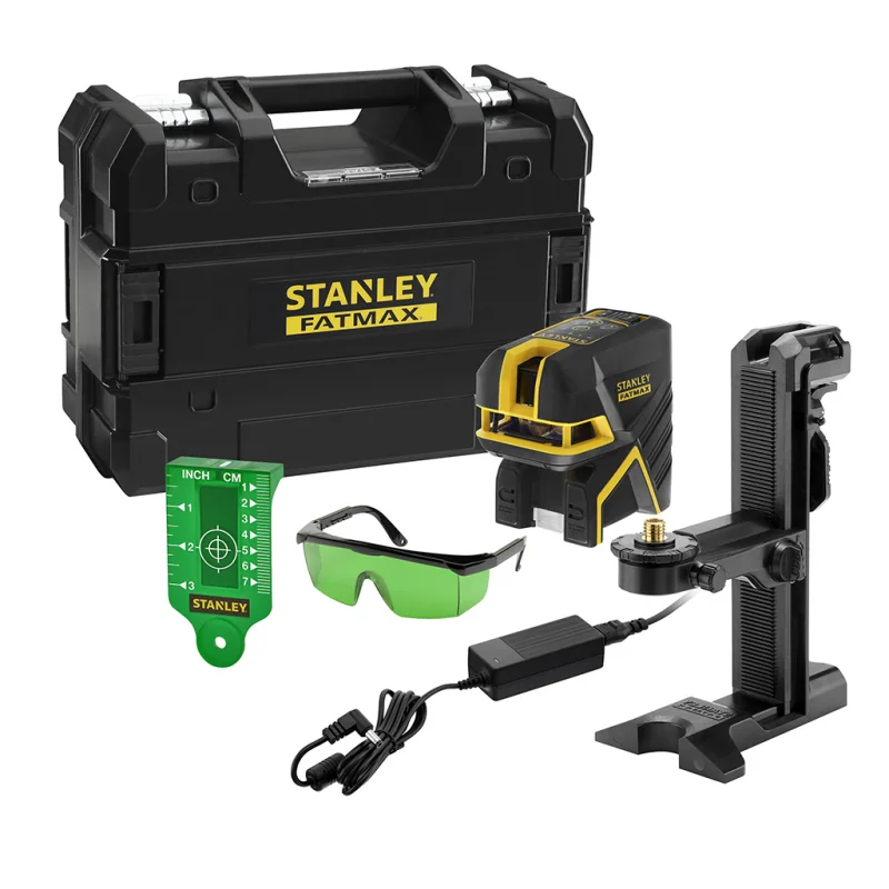 NÍVEL LASER DE LINHAS VERDES EM CRUZ E 5 PONTOS STANLEY