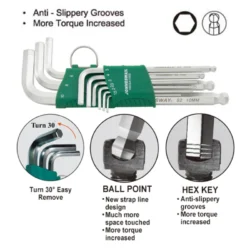 JOGO DE 9 CHAVES HEXAGONAIS LONGAS  JONNESWAY