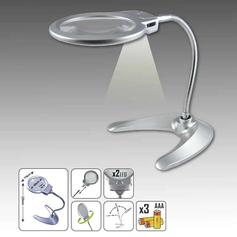 LUPA DE MESA COM LED JBM