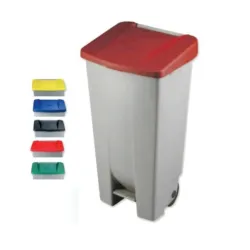 CAIXOTE DE LIXO COM PEDAL TAMPA VERMELHA 120LT