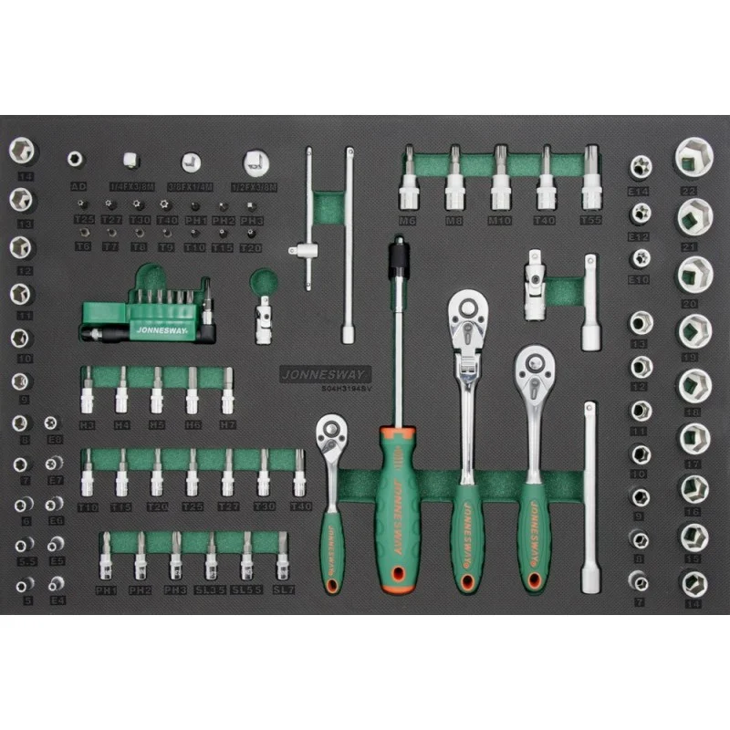 GAVETA COM 94 PEÇAS DE 1/4” E 3/8“ JONNESWAY